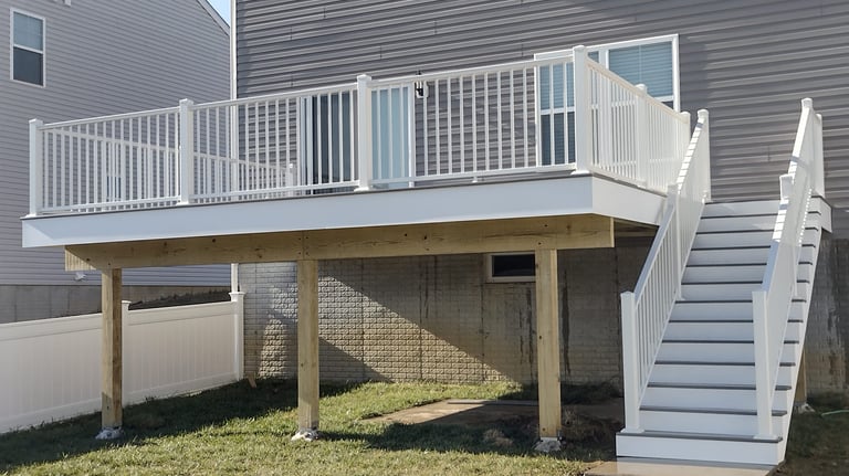 Backyard before composite deck installation in Columbus, Ohio