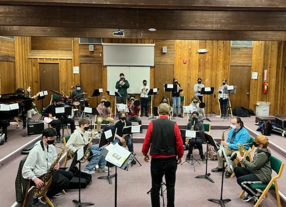Jazz Band Director in rehearsal.