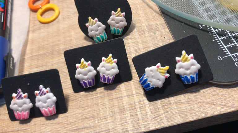 Polymer clay stud earrings handmade in cornwall