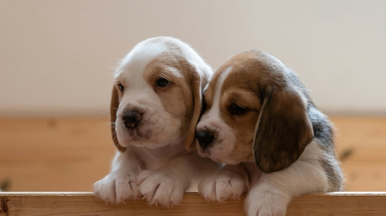 Deux chiots chez un éléveur