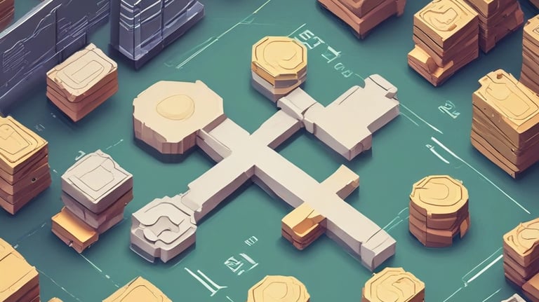 A web page from Razorpay displaying marketing content about financial services. The page includes a 3D illustration of a cube surrounded by floating labels with financial terms like 'Virtual Account' and 'Vendor Payouts'. The text encourages business growth through automated financial solutions. Navigation links for various services are visible at the top.