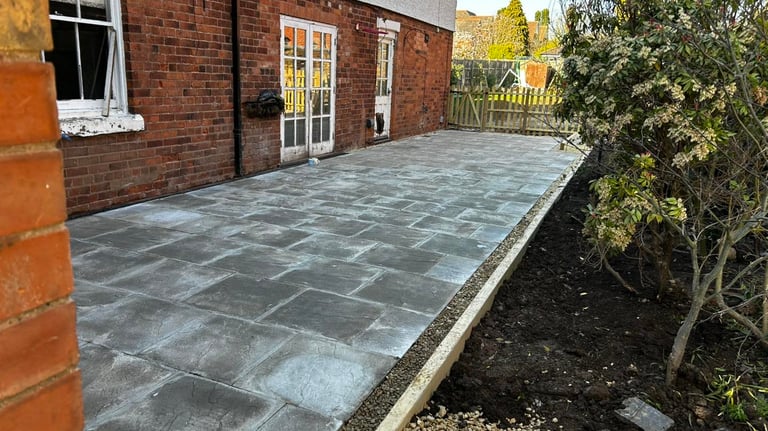 grey stone slabs installed by B R Building and Landscapes in droitwich