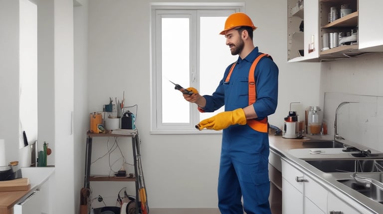 A professional team working on home maintenance.