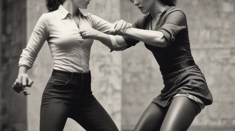 A training session on knife defense.