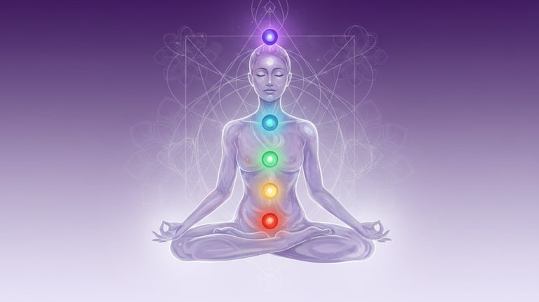  Seven chakras glowing along spine during meditation for energy balance and spiritual wellness