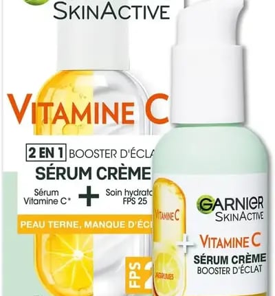 GARNIER Skin Active - Sérum Crème Booster D'Éclat 2-En-1 - Hydratation 72h