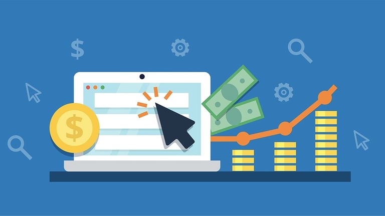 umaptop com uma página de site rendendo dinheiro