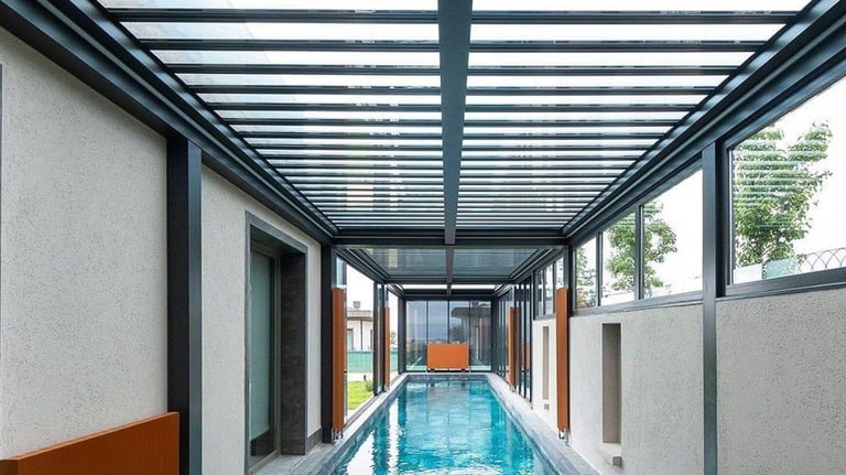 glass residential pool cover for year round swimming
