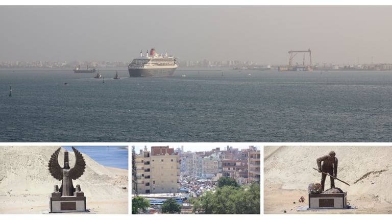 Vista do navio de cruzeiro no Canal de Suez