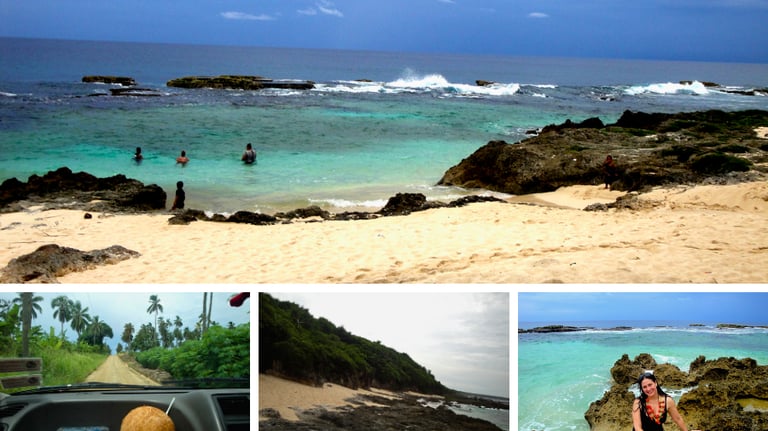 Trajeto e praias de Nuku’alofa, Tonga, com a autora durante a visita.