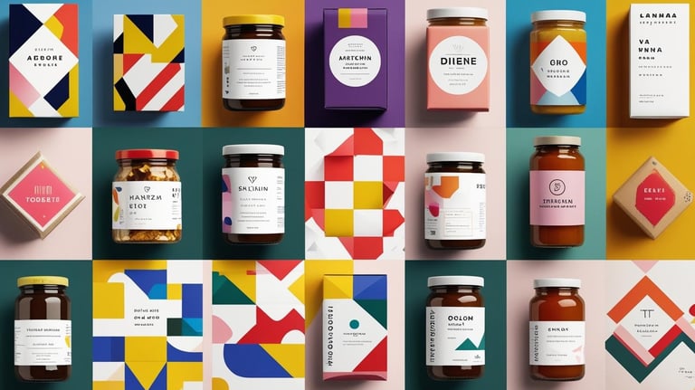 packaging a medida para diferentes productos, frasco, caja, etiquetas