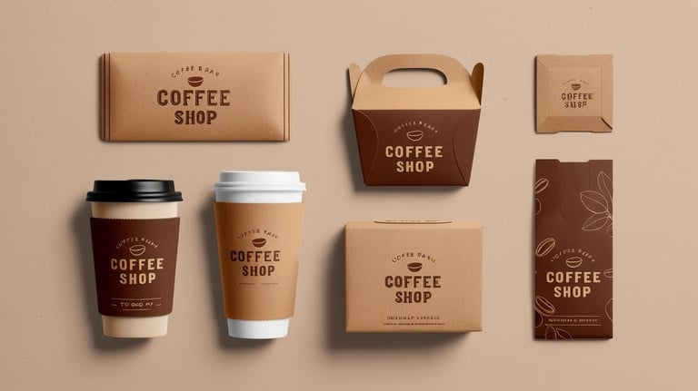packaging para restaurante, caja, manga para vaso, caja para bombones