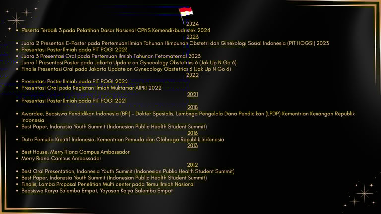 Prestasi & Penghargaan dr. Costan, Sp.OG tingkat Nasional
