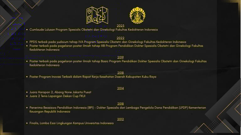 Prestasi & Penghargaan dr. Costan, Sp.OG tingkat Regional dan Universitas Indonesia