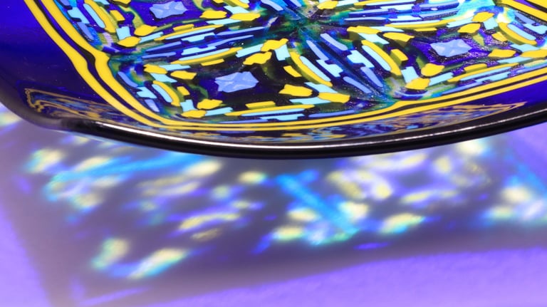 glass art made by repetitive patterns like a caleidoscope
