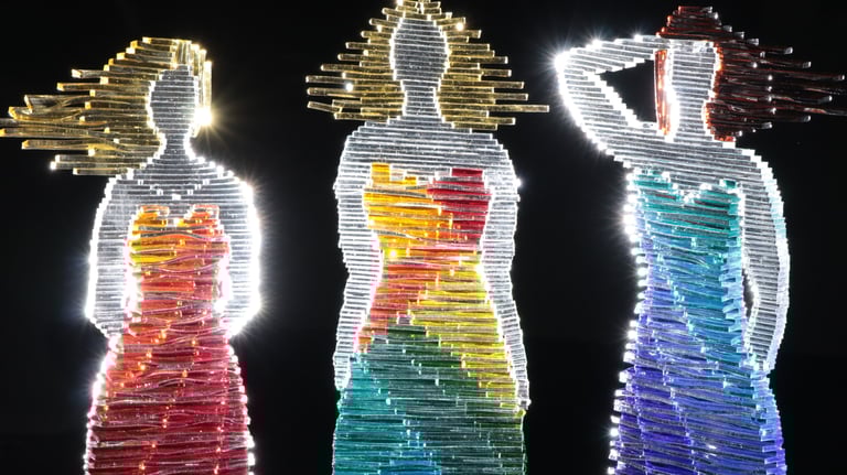 glass art made by fusing together small sheets of glass