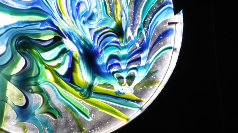 glass objects made by hand marbling glass