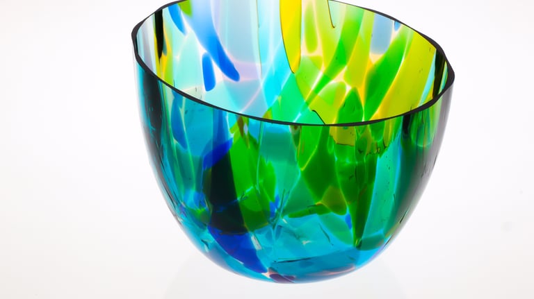 Bowls of glass made by using drop molds