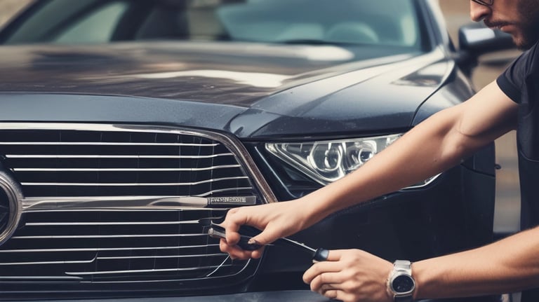 A professional detailer working on a 4WD vehicle.