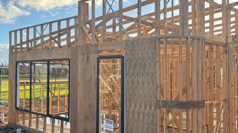 Timber house frame construction by Dylan Ludbrook Carpentry in Geelong