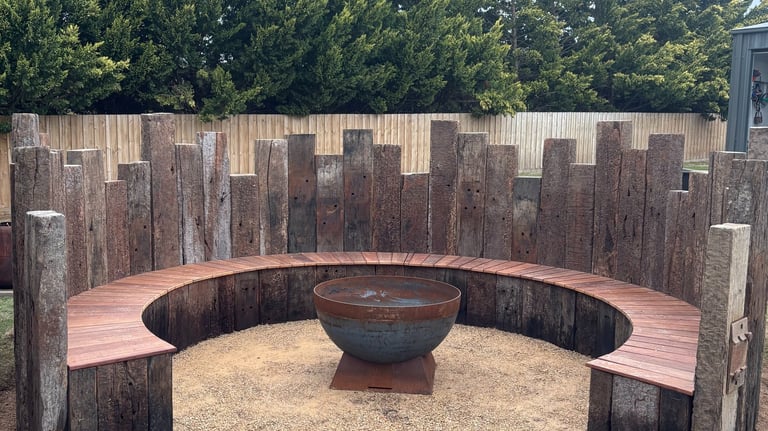 circular fire pit by Dylan Ludbrook Carpentry in Geelong