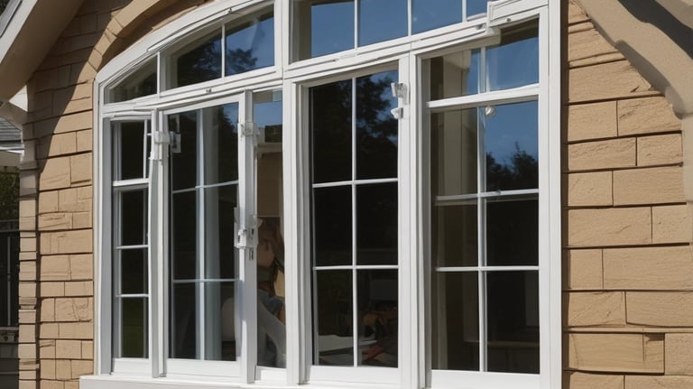 A large photo of a window replacement project being completed.