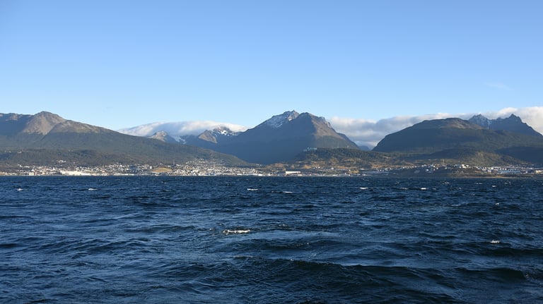 Ushuaia, Argentina from the excursion boat up the Beagle Channel