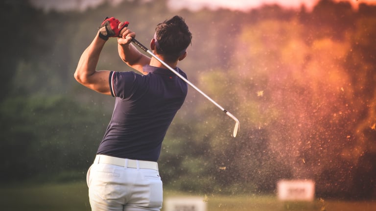 Advanced golfer playing golf in the sun in Pattaya thailand