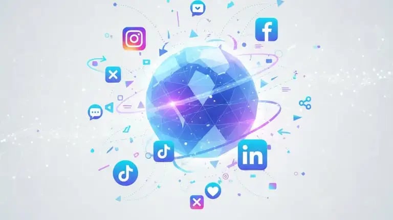TrendBeatz digital marketing agency graphic displaying global social media channels and engagement i