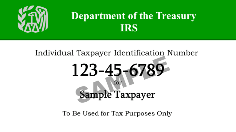 ITIN Number en USA. IRS. Department of the Treasure. Individual Taxpayer Identification number.