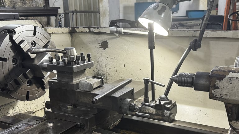 a machine shop with a machine that is working on a machine