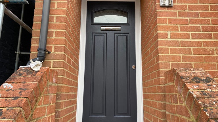 inspiration for a new modern front door - a black front door fitted in Southampton