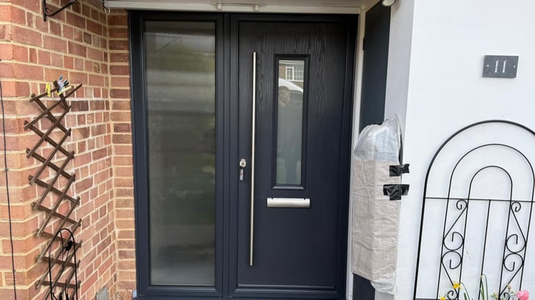 Tortola 1 flush composite doors with side panel and long handle fitted in Southampton by Buildmydoor