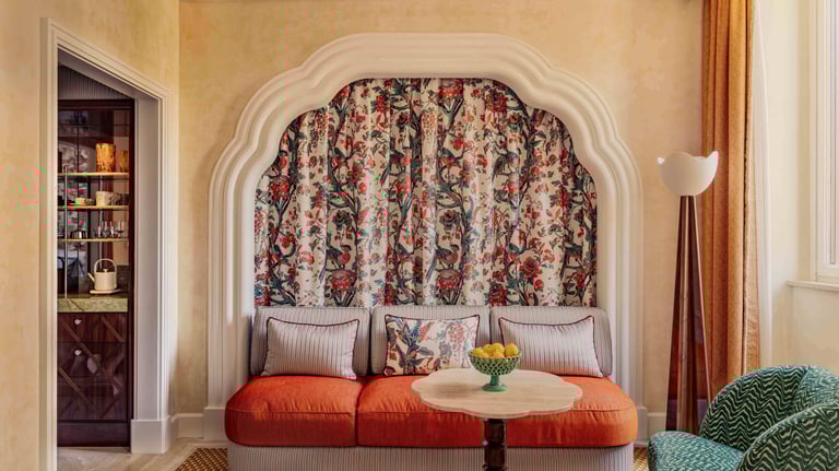 Lounge area with custom furnishings for the Hotel Casa Monti hospitality project by BRB Engineering 