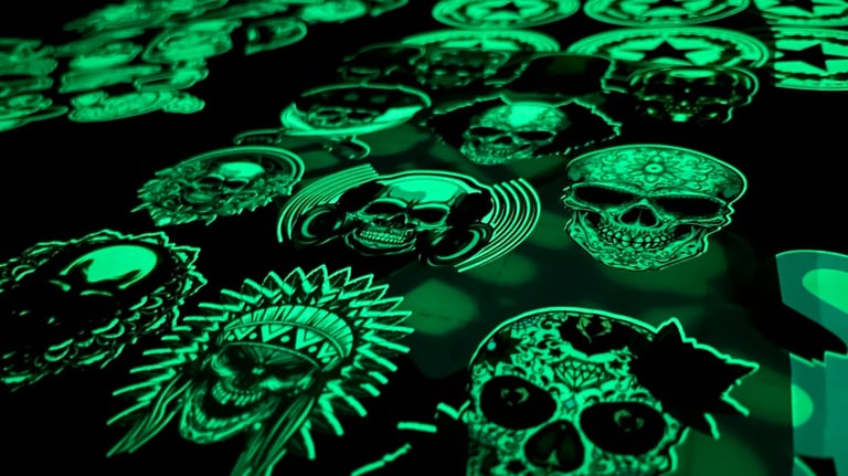 a table with a green glow on it