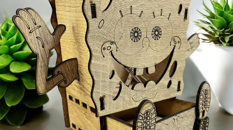 a wooden clock with a wooden clock on it