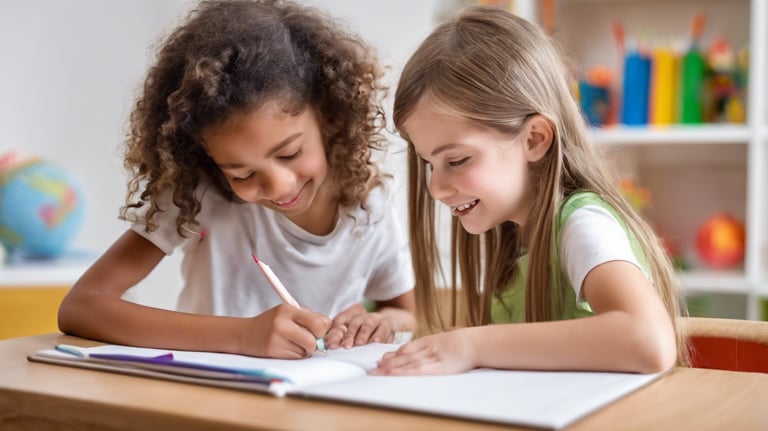 crianças fazendo reforço escolar