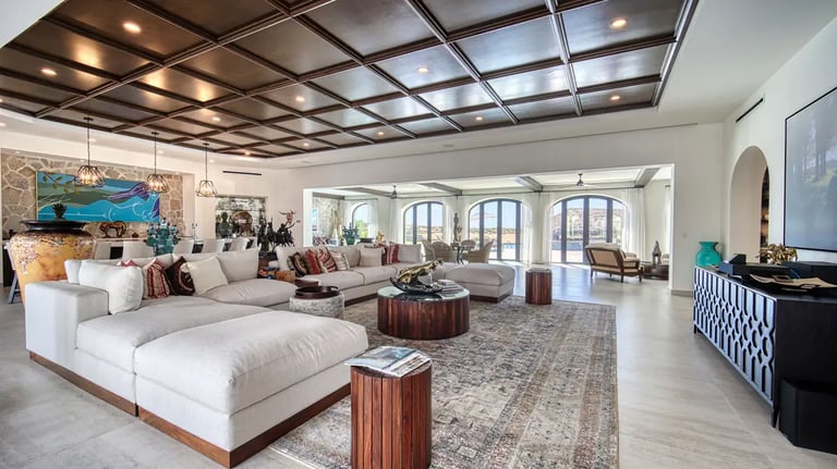 Spacious and elegant living room of a luxury villa in Cabo