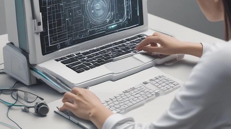 A modern office with automated systems in action.