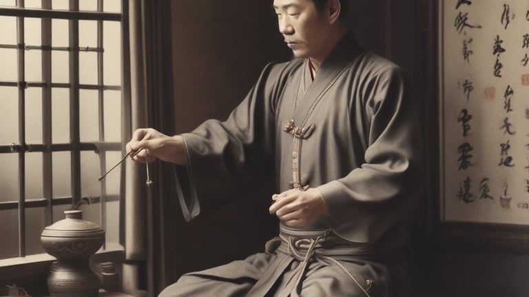 Image vintage d'un homme praticien chinois