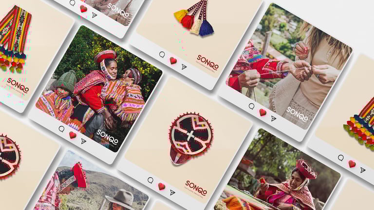 Mockup de publicaciones de Instagram de Sonqo Textilería Ancestral