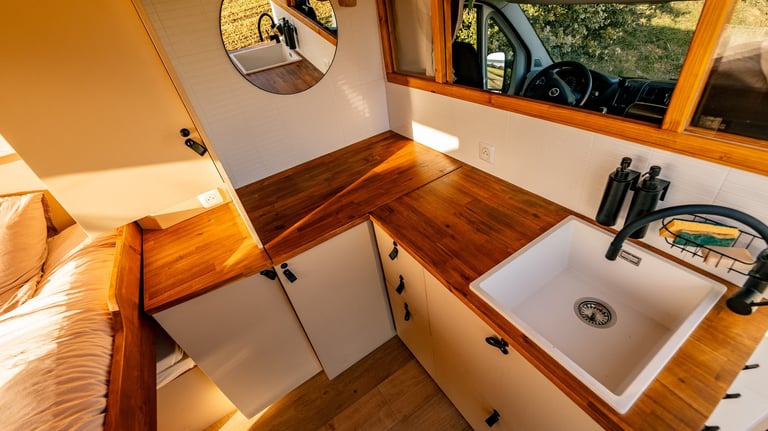 a sink and a sink in a tiny house