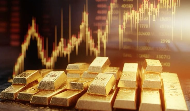 Assortment of raw gold nuggets and refined gold bars for sale