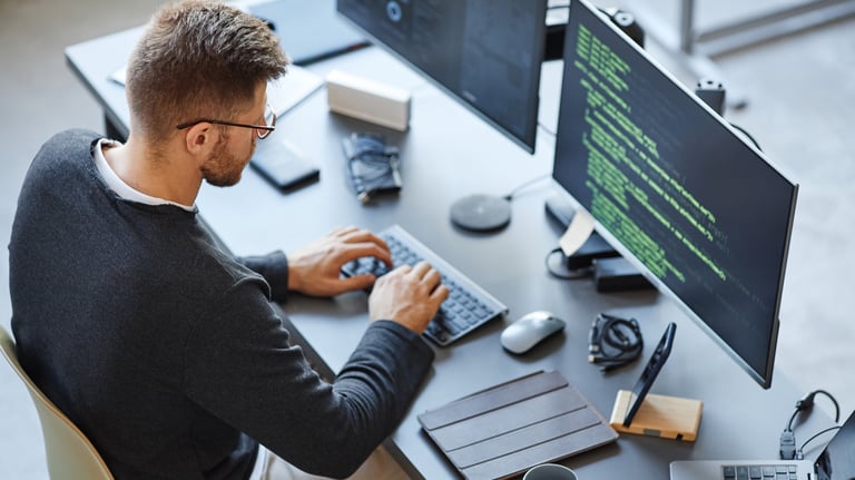 Programmer coding at work
