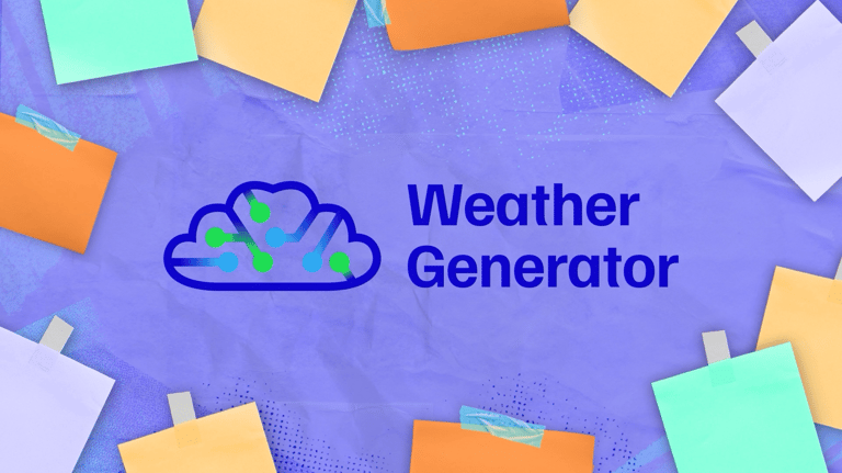 weather generator logo surrounded by post-its and notes