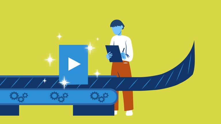 a man standing in front of an assembly line, quality proving a video