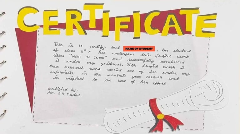 certificate page in economics project