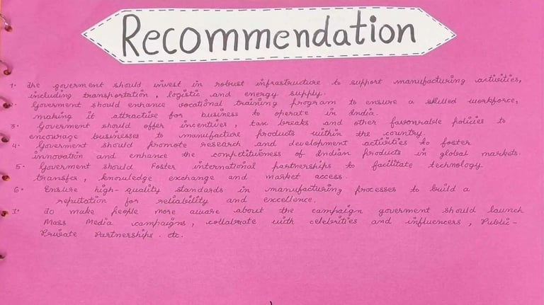 recommendation page in economics project