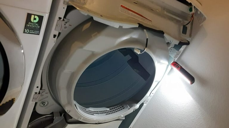 a dryer with front panel off