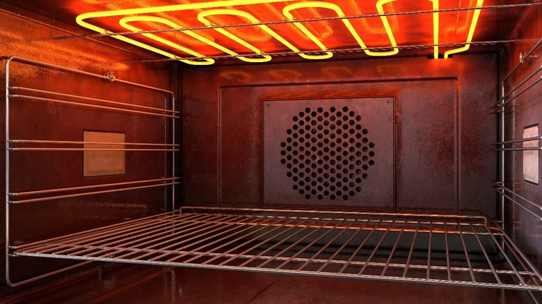 a stove baking element is on and seems very hot